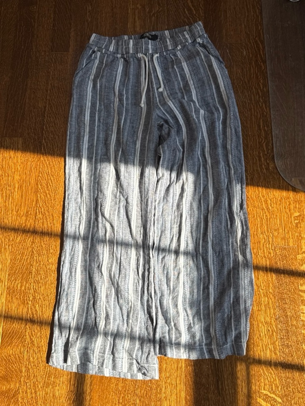 Rewash Gray & White Striped Wide-Leg Pants